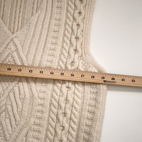 Vintage 100% Aran Wool Fisherman Sweater Vest Cableknit Oldmoney Made In Ireland - Picture 8 of 10